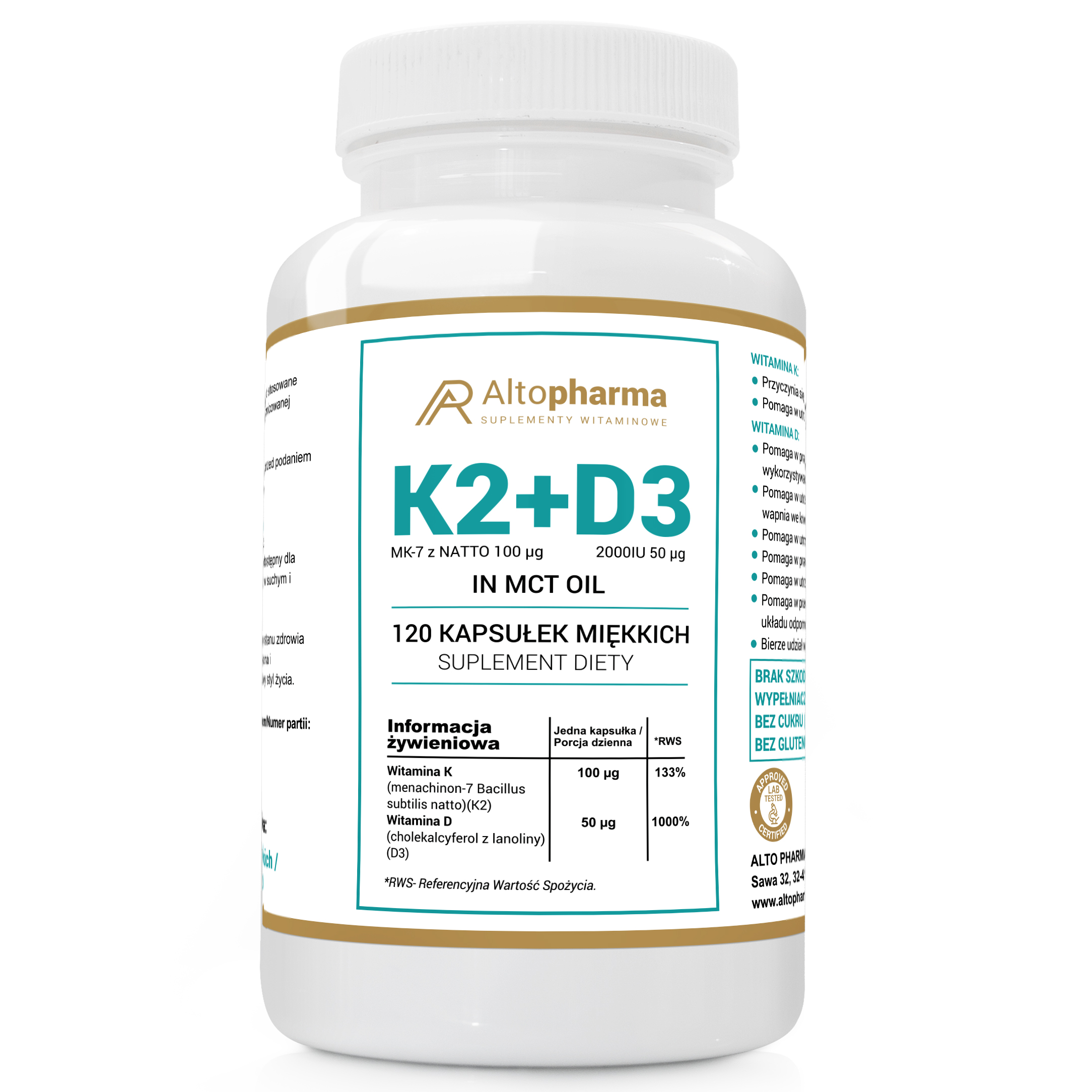 WITAMINA K2 MK-7 100 µg + D3 50 µg IN MCT