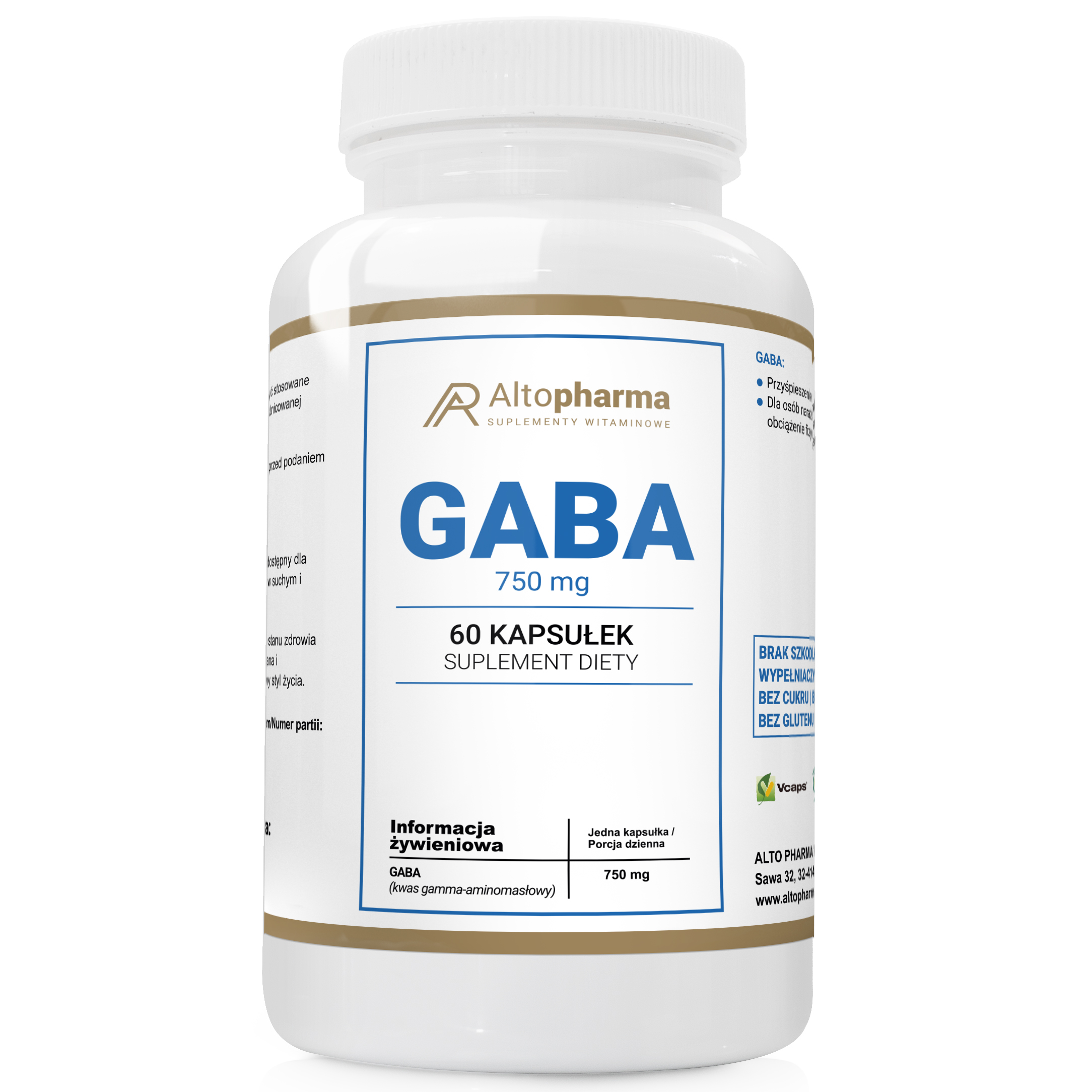 GABA 750 mg KWAS AMINOMASŁOWY RELAX SEN