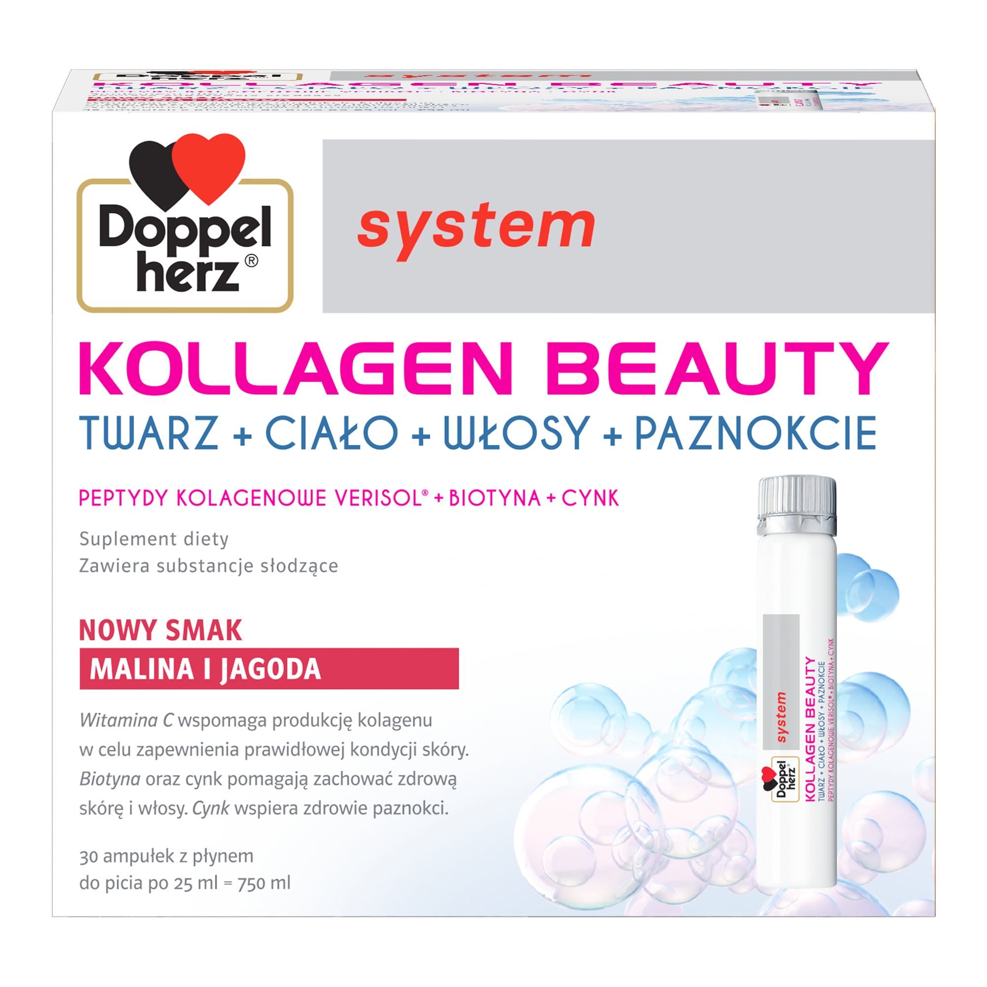 Doppelherz system KOLLAGEN BEAUTY | Smak malina i jagoda