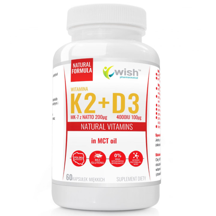 WITAMINA K2 MK-7 200 µg + D3 100 µg 4000IU w oleju MCT NATURAL VITAMINS